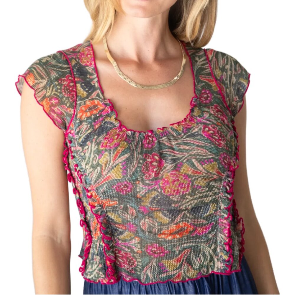 🆕Natural Life Brianna Cotton Ruffle Trim Top Size L